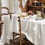 Nappe rectangle lin fran�ais craie 170x250 cm