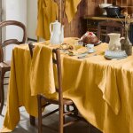 Nappe rectangle lin fran�ais miel 170x350 cm