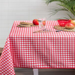 Nappe rectangulaire vichy rouge et blanc polyester multicolore 145x240
