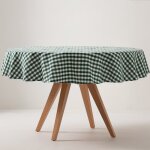 Nappe ronde en coton antitache tissu à carreaux vert 160x160cm Nappe ronde en coton antitache tissu à carreaux vert 160x160cm