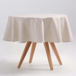 Nappe ronde rayures en coton anti - taches lin 155x155 cm Nappe ronde rayures en coton anti - taches lin 155x155 cm