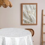 Nappe ronde en toile cirée nacrée blanche Nappe ronde en toile cirée nacrée blanche