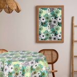 Nappe en toile cire ronde verte d. 135 cm