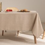 Nappe unie beige en tissu trait anti - taches 140x140 cm
