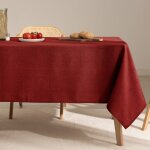 Nappe unie toucher tissu et traitement antitache rouge 140x200 cm Nappe unie toucher tissu et traitement antitache rouge 140x200 cm