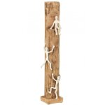 Objet dco 3 grimpeurs en bois naturel 16x16x73cm