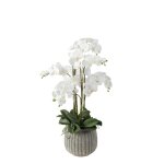 Orchidée artificielle en pot blanche h85 Orchidée artificielle en pot blanche h85