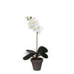 Orchide plante artificielle blanc en pot h48