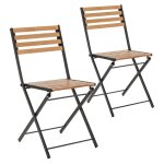 Pack de 2 chaises de jardin pliantes en bois et mtal noir