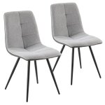 Pack de 2 chaises, tissu et simili cuir gris