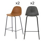 Pack 4 chaises pour �lot central camel et grises / noires 65 cm