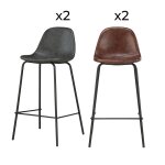 Pack 4 chaises pour lot central marron et gris / noir 65 cm