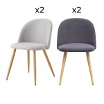Pack 4 chaises en tissu gris fonc et gris clair