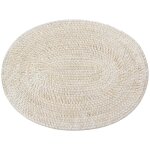 Pack de 6 sets de table ovales en rotin blanc et sous - verres 40x30cm