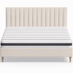 Pack lit 140x190 en velours beige + matelas ressorts et mousse hr Pack lit 140x190 en velours beige + matelas ressorts et mousse hr