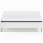 Pack lit 140x190 en velours ctel beige + matelas ressorts, mousse hr