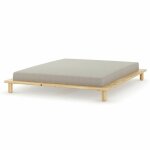 Pack lit 2 places futon avec matelas bois massif 140x200 cm