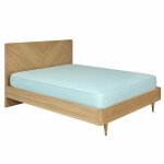 Pack lit 2 places avec matelas lac plaqu� ch�ne massif 160x200 cm