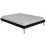 Pack lit 2 places avec pieds et matelas bois massif noir 140x190 cm Pack lit 2 places avec pieds et matelas bois massif noir 140x190 cm
