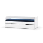 Pack lit banquette gigogne avec matelas bois massif blanc 80x190 cm