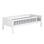Pack lit avec barrires et matelas bois massif blanc 90x190 cm