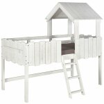 Pack lit cabane mi - hauteur avec matelas bois massif blanc 90x190 cm Pack lit cabane mi - hauteur avec matelas bois massif blanc 90x190 cm