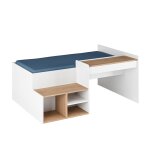 Pack lit combin� avec bureau et matelas blanc et noisette 90x190 cm