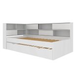 Pack lit cosy gigogne avec 2 matelas effet bois blanc 90x190 cm