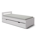 Pack lit gigogne avec matelas bois massif blanc 90x190 cm