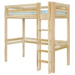 Pack lit mezzanine 1 place avec matelas bois massif 90x190 cm