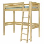 Pack lit mezzanine 1 place avec matelas bois massif 90x190 cm