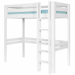 Pack lit mezzanine 1 place avec matelas bois massif blanc 90x190 cm