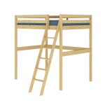 Pack lit mezzanine 2 places avec matelas bois massif 140x190 cm