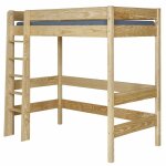 Pack lit mezzanine avec matelas bois massif 90x190 cm