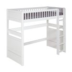 Pack lit mezzanine avec matelas bois massif blanc 90x190 cm Pack lit mezzanine avec matelas bois massif blanc 90x190 cm