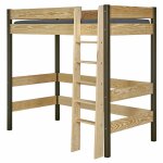 Pack lit mezzanine avec matelas noir et bois 90x190 cm