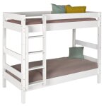 Pack lit superpos avec 2 matelas bois massif blanc 80x190 cm