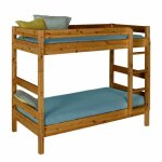 Pack lit superpos avec 2 matelas bois massif miel 90x190 cm