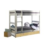 Pack lit superpos gigogne avec matelas 80x190 bois massif blanc bois