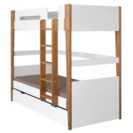 Pack lit superposé gigogne avec matelas 90x190 bois massif blanc bois Pack lit superposé gigogne avec matelas 90x190 bois massif blanc bois
