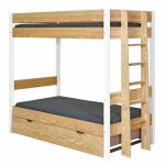 Pack lit superpos� gigogne avec matelas blanc et bois 90x190 cm