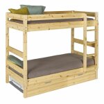 Pack lit superpos gigogne avec matelas bois massif 90x190 cm