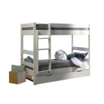 Pack lit superpos gigogne avec matelas bois massif blanc 80x190 cm