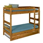 Pack lit superpos gigogne avec matelas bois massif miel 80x190 cm