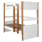 Pack lit superpos avec matelas blanc et bois 90x190 cm