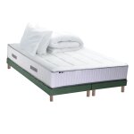 Pack matelas ressort 7 zones sommier oreiller couette 2x80x200