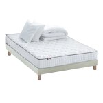 Pack matelas ressorts sommier couette oreillers 140x190 beige Pack matelas ressorts sommier couette oreillers 140x190 beige