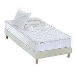 Pack matelas ressorts sommier couette oreillers 90x200 beige Pack matelas ressorts sommier couette oreillers 90x200 beige