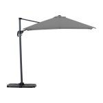 Pack parasol déporté carré 2, 5m gris clair avec socles et housse Pack parasol déporté carré 2, 5m gris clair avec socles et housse