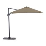 Pack parasol déporté carré 2, 5m taupe avec socles et housse Pack parasol déporté carré 2, 5m taupe avec socles et housse